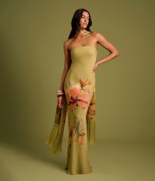 Norma Fringe Sash Maxi Dress