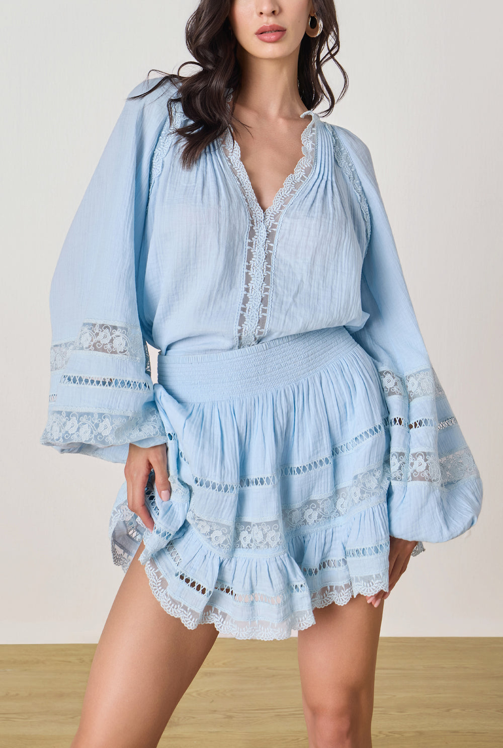 DOVE BLUE LACE SKIRT BY ROCOCO SAND