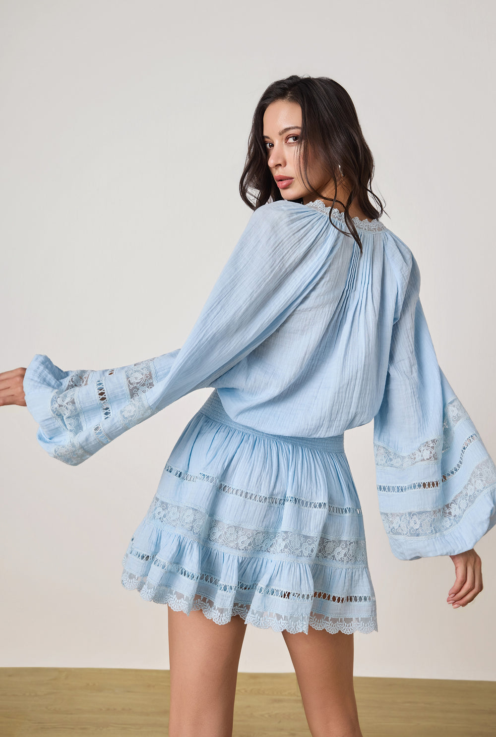 DOVE BLUE LACE SKIRT BY ROCOCO SAND