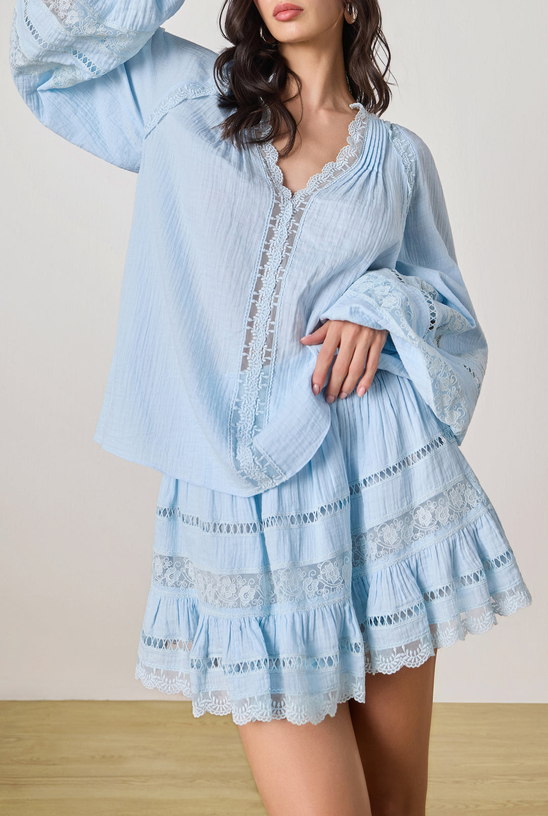 DOVE BLUE LACE TOP BY ROCOCO SAND