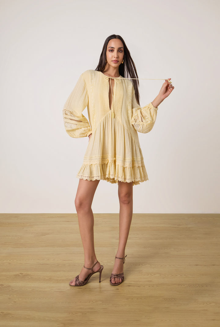 DOVE YELLOW LACE DRESS BY ROCOCO SAND