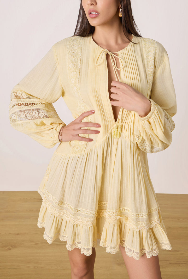 DOVE YELLOW LACE DRESS BY ROCOCO SAND