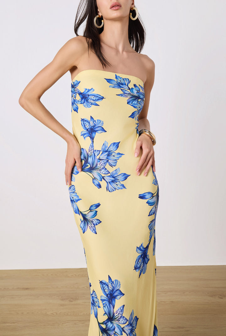 FLUR STRAPLESS YELLOW MAXI DRESS BY ROCOCO SAND