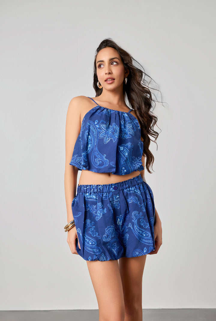 Navy Bubble Top BY HEMANT & NANDITA